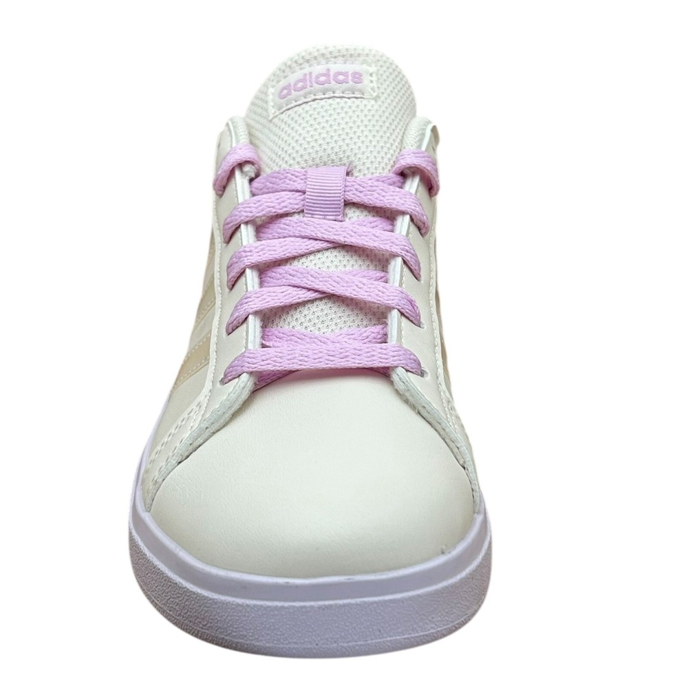 Adidas Grand Court Youth Girls Casual Sneakers Size 7 Chalk White-Lilac Low Top‎ - Picture 4 of 13